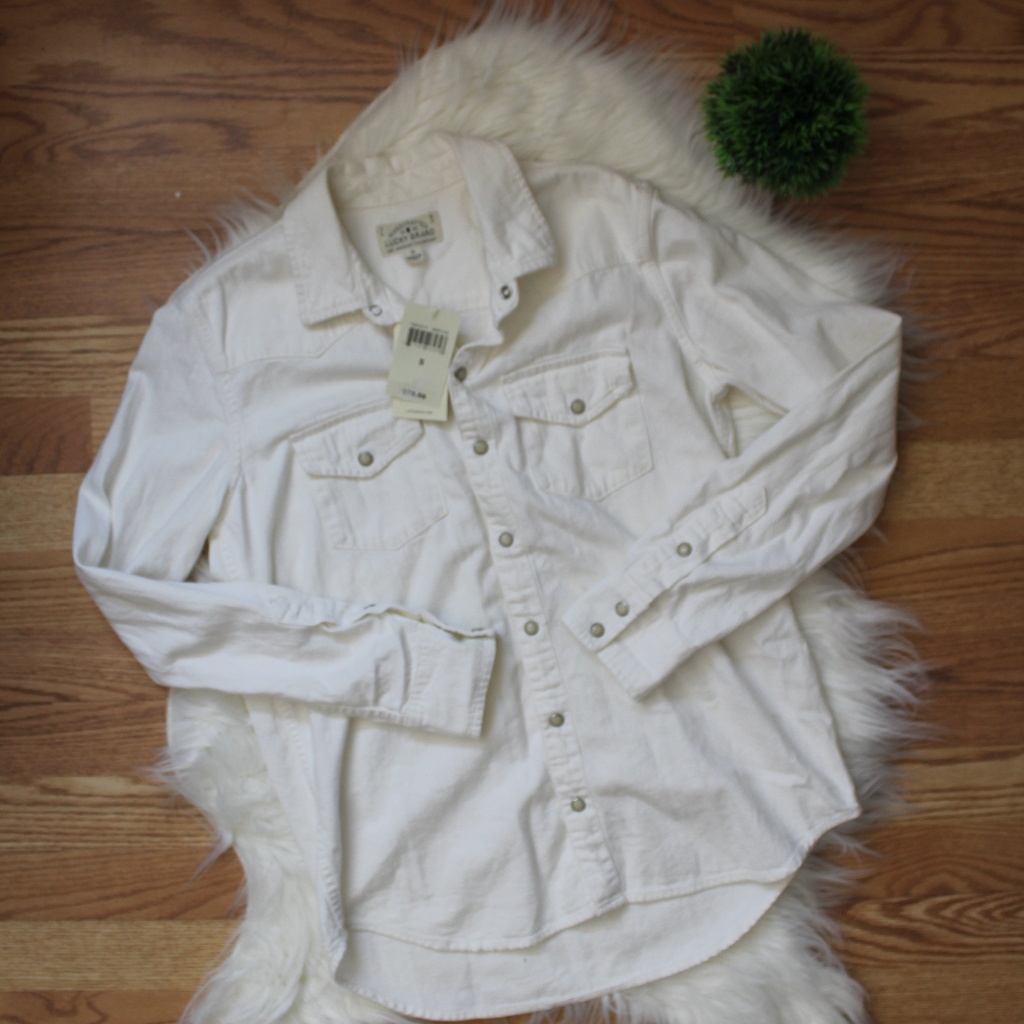 Lucky Brand White Denim Button Up S Nwt 80